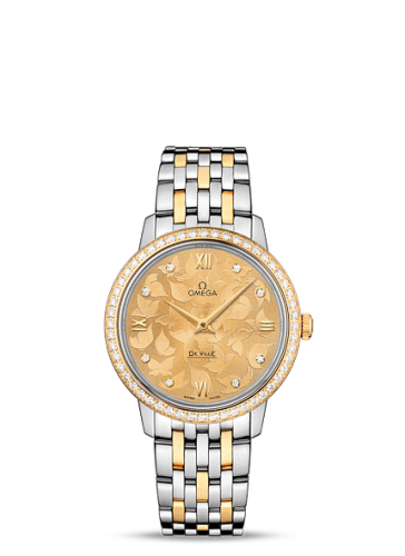 Omega De Ville Prestige Quartz 32.7 Butterfly Stainless Steel / Yellow Gold / Diamond / Bracelet